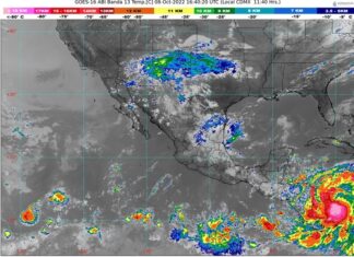 Cielo medio nublado a nublado la mayor parte del día, con probabilidad de chubascos en Nayarit, Jalisco, Colima y Michoacán