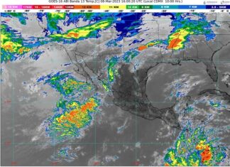 Ambiente caluroso a muy caluroso, con temperaturas máximas superiores a 35 °C en 14 entidades del país y por arriba de los 40 °C en Michoacán, Guerrero y Morelos