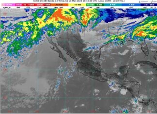 Ambiente cálido a caluroso sobre la mayor del territorio nacional, con temperaturas superiores a los 40 °C en Michoacán, Guerrero y Morelos.