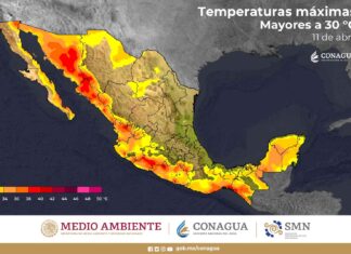 Continuará el ambiente muy caluroso en los estados del litoral del Pacífico y la Península de Yucatán, con temperaturas máximas superiores a 40 °C en zonas de Michoacán