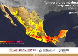 Continuará la onda de calor en regiones del occidente, centro, sur y sureste del país, con temperaturas superiores a 40 °C en zonas de citadas regiones