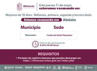 En mayo, vacunación contra COVID-19 en 86 municipios de Michoacán