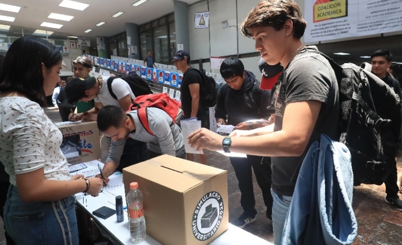 Simulacro electoral universitario Sheinbaum, 63%; Máynez 23%, y Gálvez 8.5%