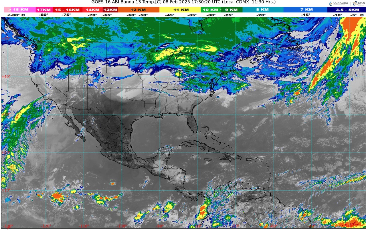 Durante la tarde, ambiente muy caluroso en zonas de Michoacán; incremento de nubosidad con chubascos y descargas eléctricas.