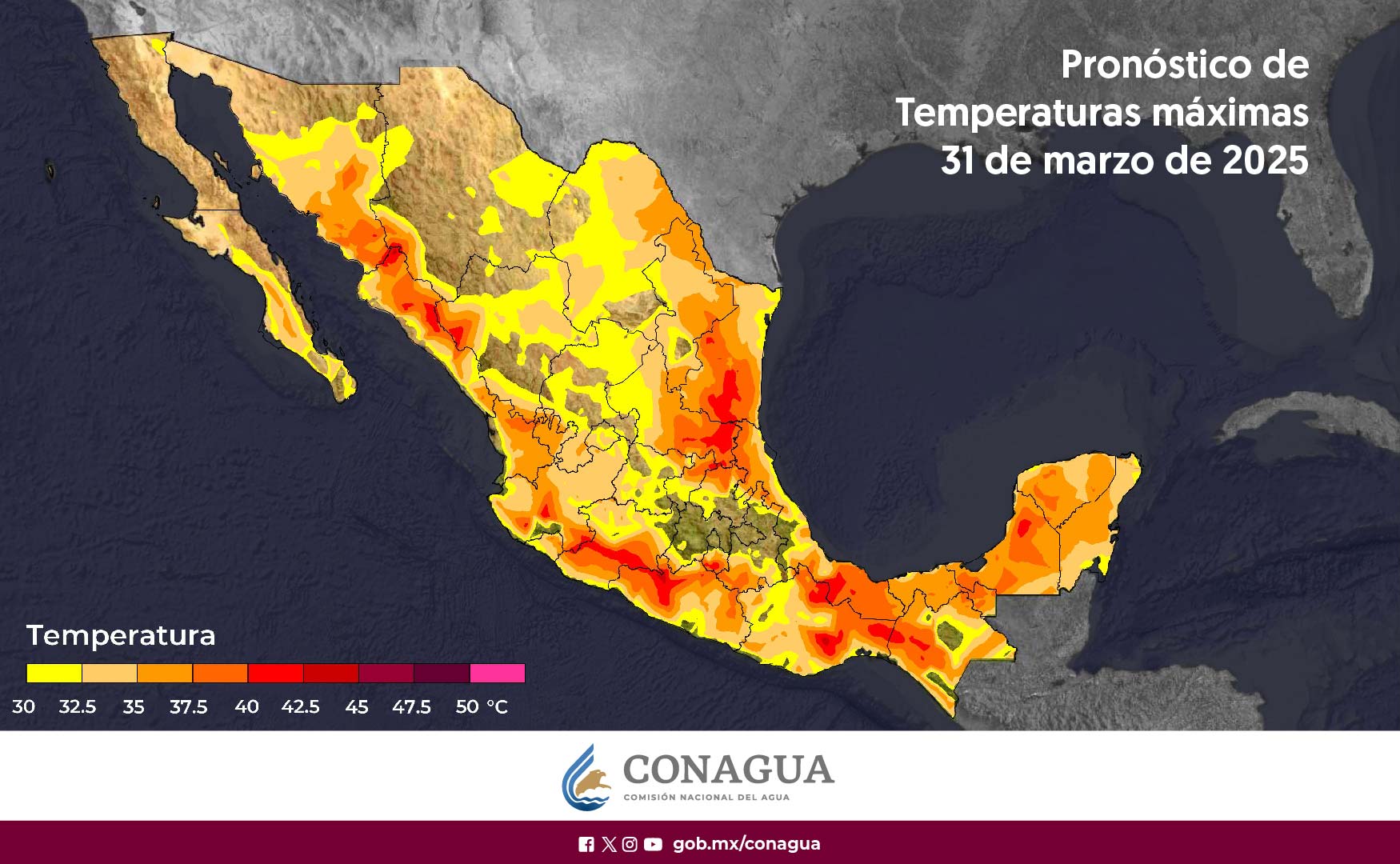 Durante la tarde, ambiente muy caluroso; prevaleciendo la onda de calor en Michoacán (oeste, centro y sur). Posibles tolvaneras además de oleaje de 1 a 3 metros de altura en las costas michoacanas