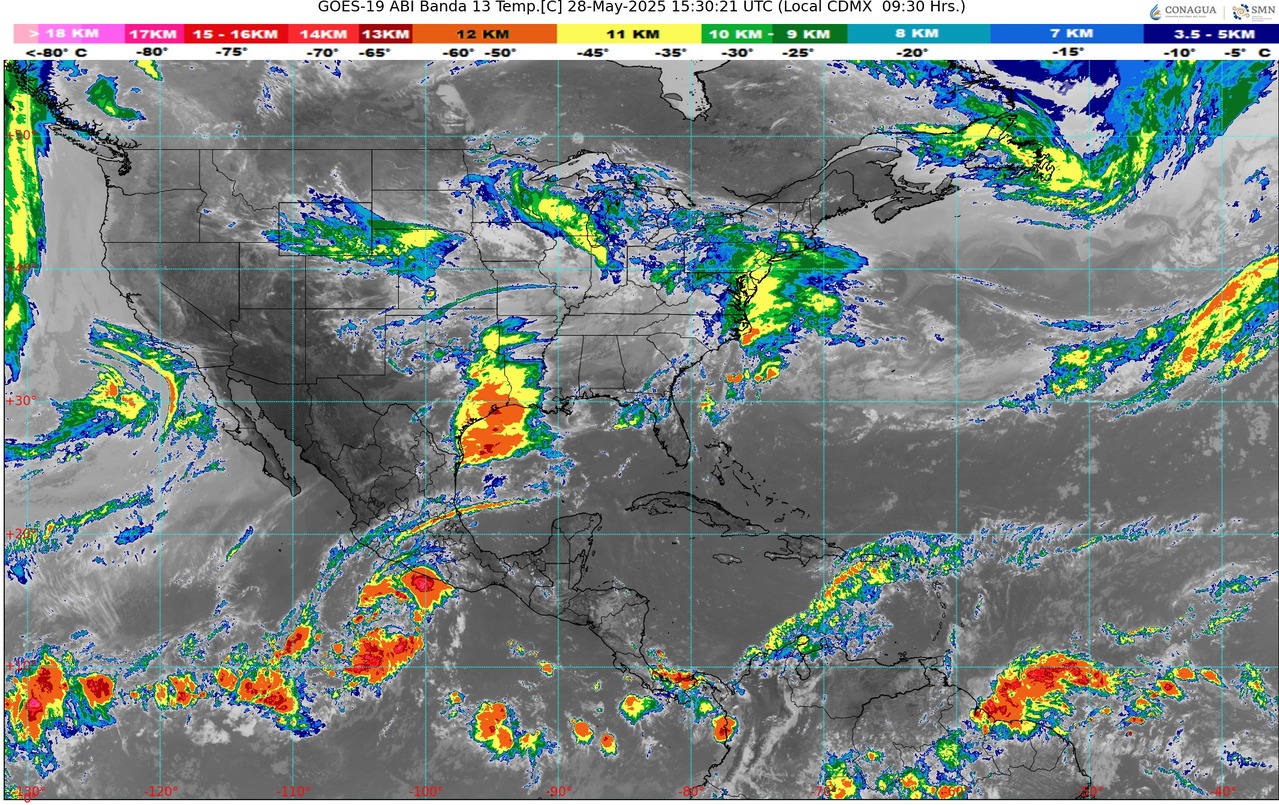 Este miércoles lluvias puntuales muy fuertes. Prevalece la onda de calor en Michoacán (oeste y suroeste)