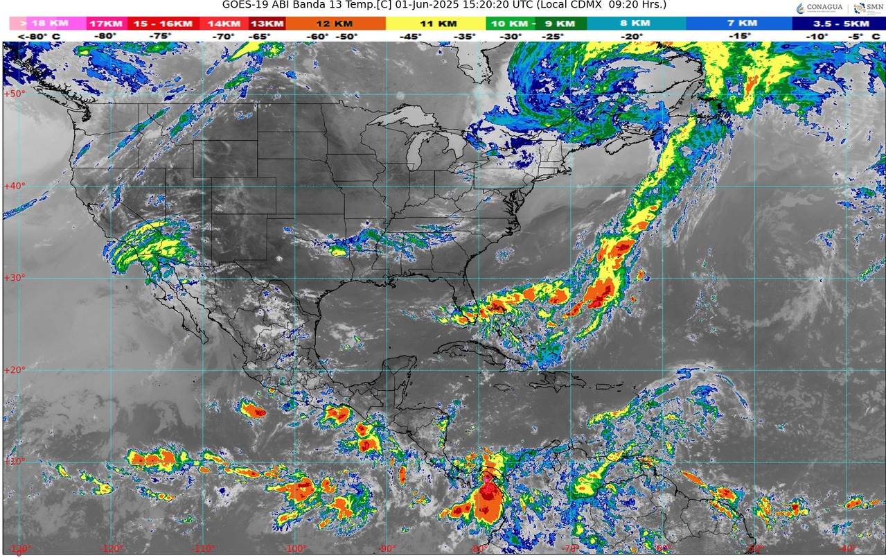 Hoy primero de junio inicia la temporada de ciclones tropicales 2025 en la Cuenca del Océano Atlántico. Lluvias fuertes con puntuales muy fuertes (50 a 75 mm): Michoacán