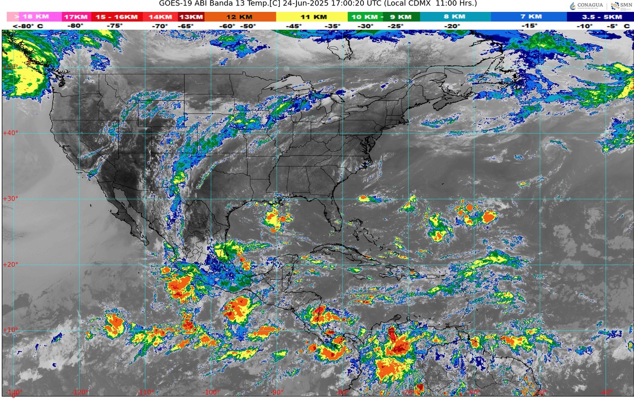 Lluvias muy fuertes con puntuales intensas (75 a 150 mm): Michoacán,