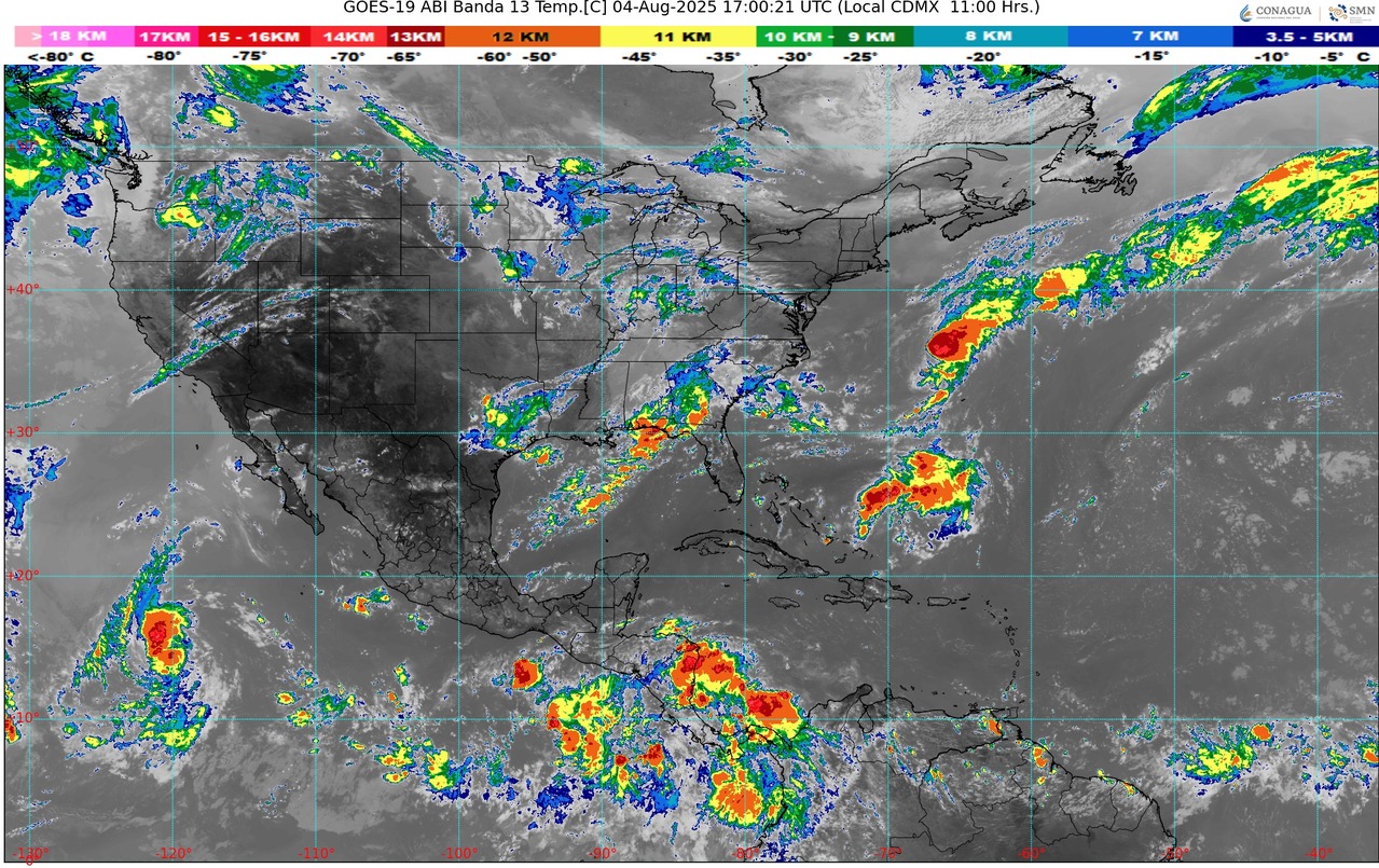 Lluvias fuertes con puntuales muy fuertes (50 a 75 mm): Michoacán, Guerrero, Oaxaca y Chiapas