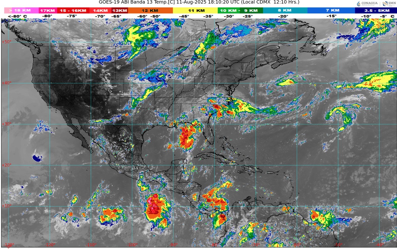 El ingreso de aire húmedo del océano Pacífico e inestabilidad atmosférica, ocasionará lluvias puntuales muy fuertes en Michoacán (50 a 75 mm)