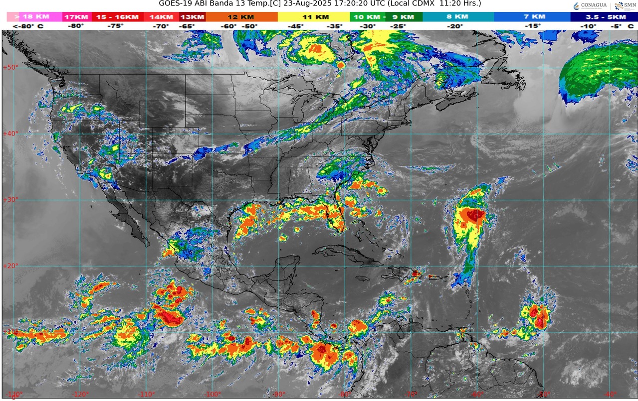 Lluvias puntuales muy fuertes en la región, este sábado, acompañadas con descargas eléctricas, y con posible caída de granizo en zonas altas de Michoacán (50 a 75 mm)