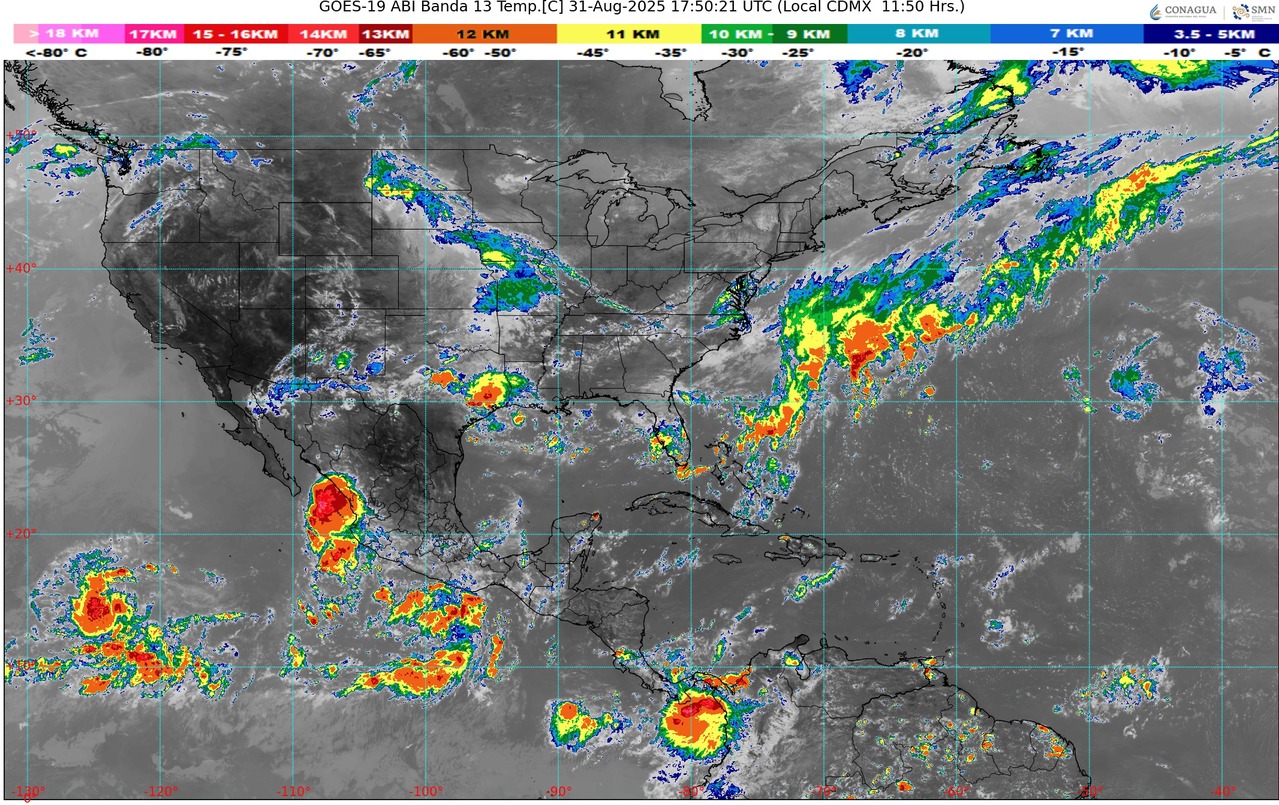 Lluvias fuertes a puntuales muy fuertes (50 a 75 mm): Michoacán, este domingo