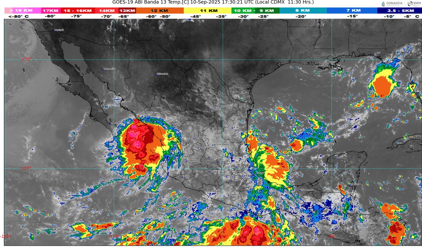 Lluvias fuertes con puntuales muy fuertes (50 a 75 mm): Michoacán, este miércoles