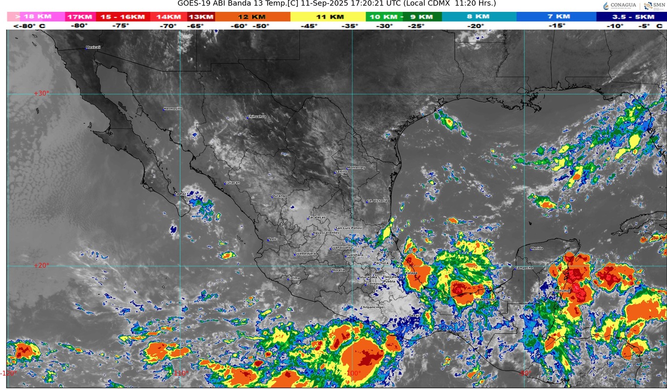 Lluvias muy fuertes con puntuales intensas, este jueves (75 a 150 mm): Michoacán (noroeste)
