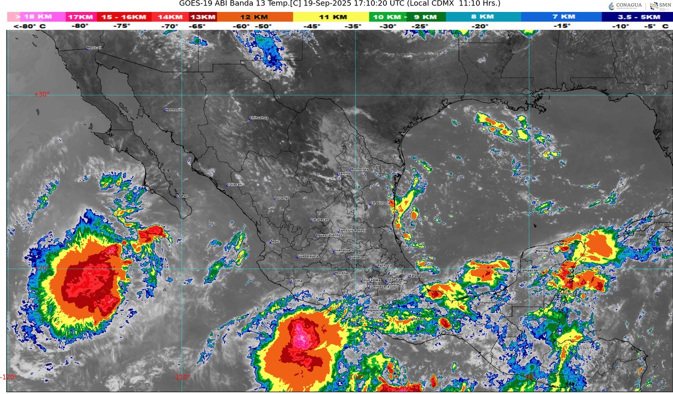 Lluvias fuertes con puntuales muy fuertes (50 a 75 mm): Michoacán. Oleaje de 2.0 a 3.0 metros de altura en costas