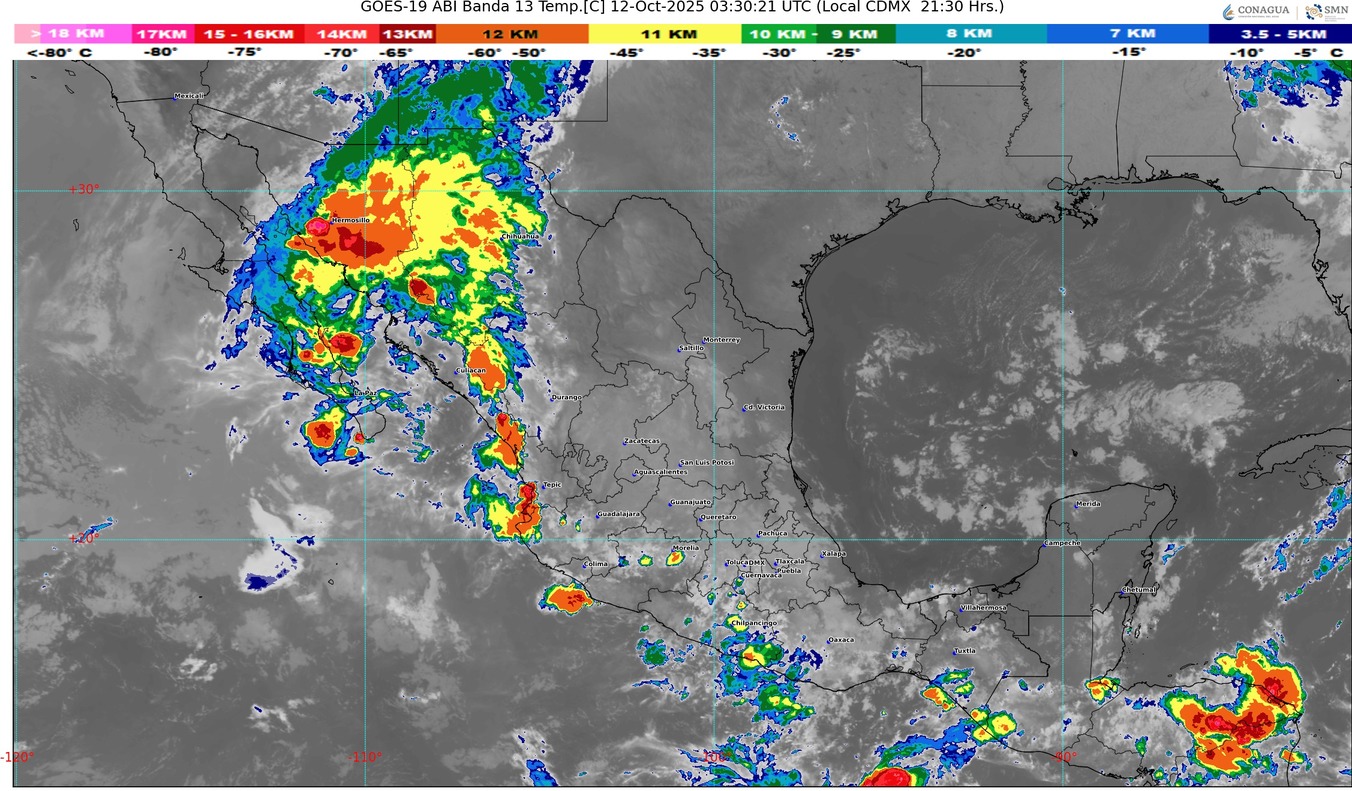 Esta noche de sábado y madrugada del domingo intervalos de chubascos (5 a 25 mm): Michoacán