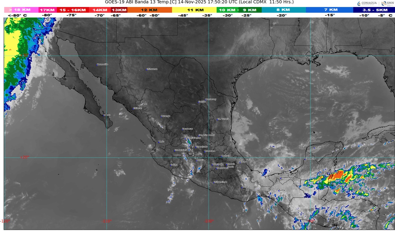 Cielo despejado, ambiente frío con posibles heladas al amanecer en zonas del norte, noreste, centro y oriente del país, así como ambiente cálido por la tarde y sin probabilidad de lluvia