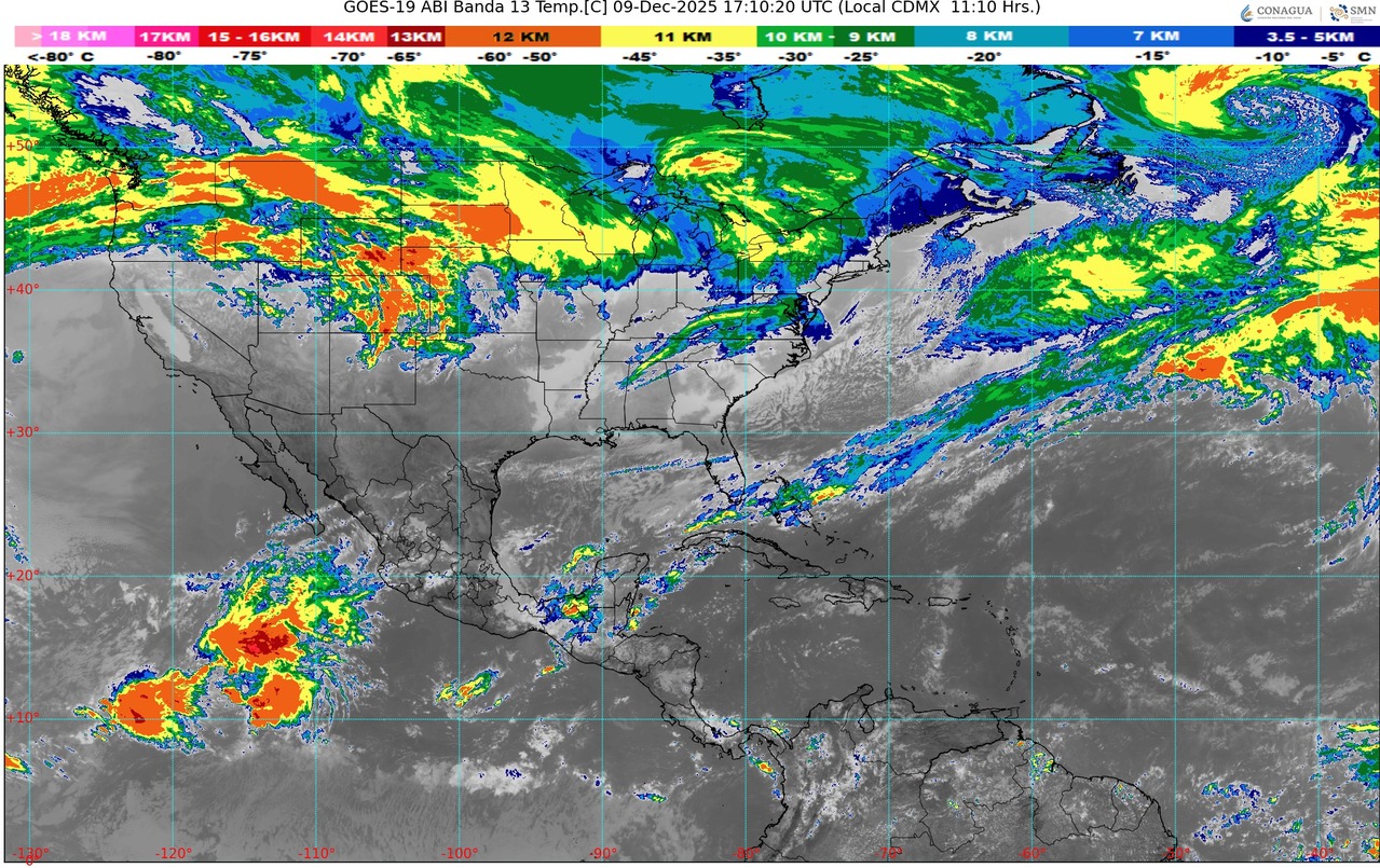 Lluvias e intervalos de chubascos con descargas eléctricas en zonas del occidente, centro, oriente y sur del territorio mexicano, incluido el Valle de México