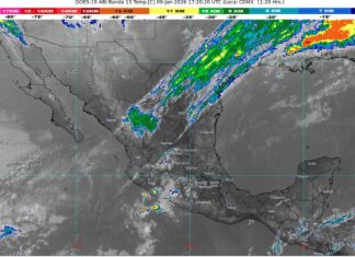 Temperaturas mínimas de -5 a 0 °C con heladas: zonas serranas de Michoacán. Intervalos de chubascos (5 a 25 mm)