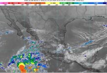 Este viernes lluvias puntuales fuertes, las cuales se podrían acompañar con descargas eléctricas zonas de Michoacán (25 a 50 mm)