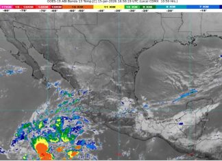 Este viernes lluvias puntuales fuertes, las cuales se podrían acompañar con descargas eléctricas zonas de Michoacán (25 a 50 mm)